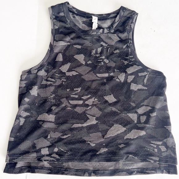 Lululemon Train to be tank mosaic camo print black grey tank top workout crop - Picture 1 of 5